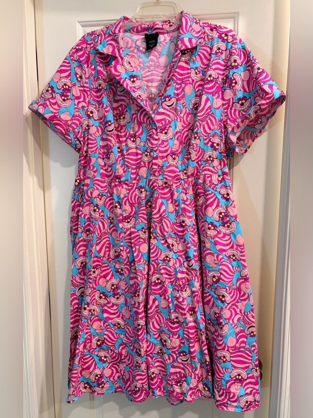 Disney Pink and Blue Cheshire Cat Print Dress